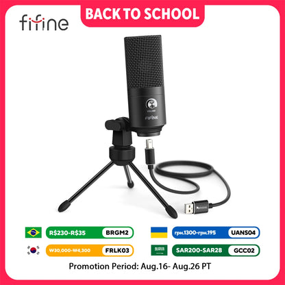 FIFINE Metal USB Condenser Microphone with Gain Knob,Newly Upgraded Detachable Dual-Joint Recording Mic for Laptop/PC-K669