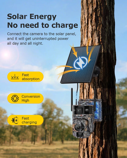 LS VISION 12MP 20X Optical Zoom 4G/ WiFi Solar Camera Outdoor Camouflage PTZ Cameras Surveillance CCTV Solar Hunting Camera Ubox