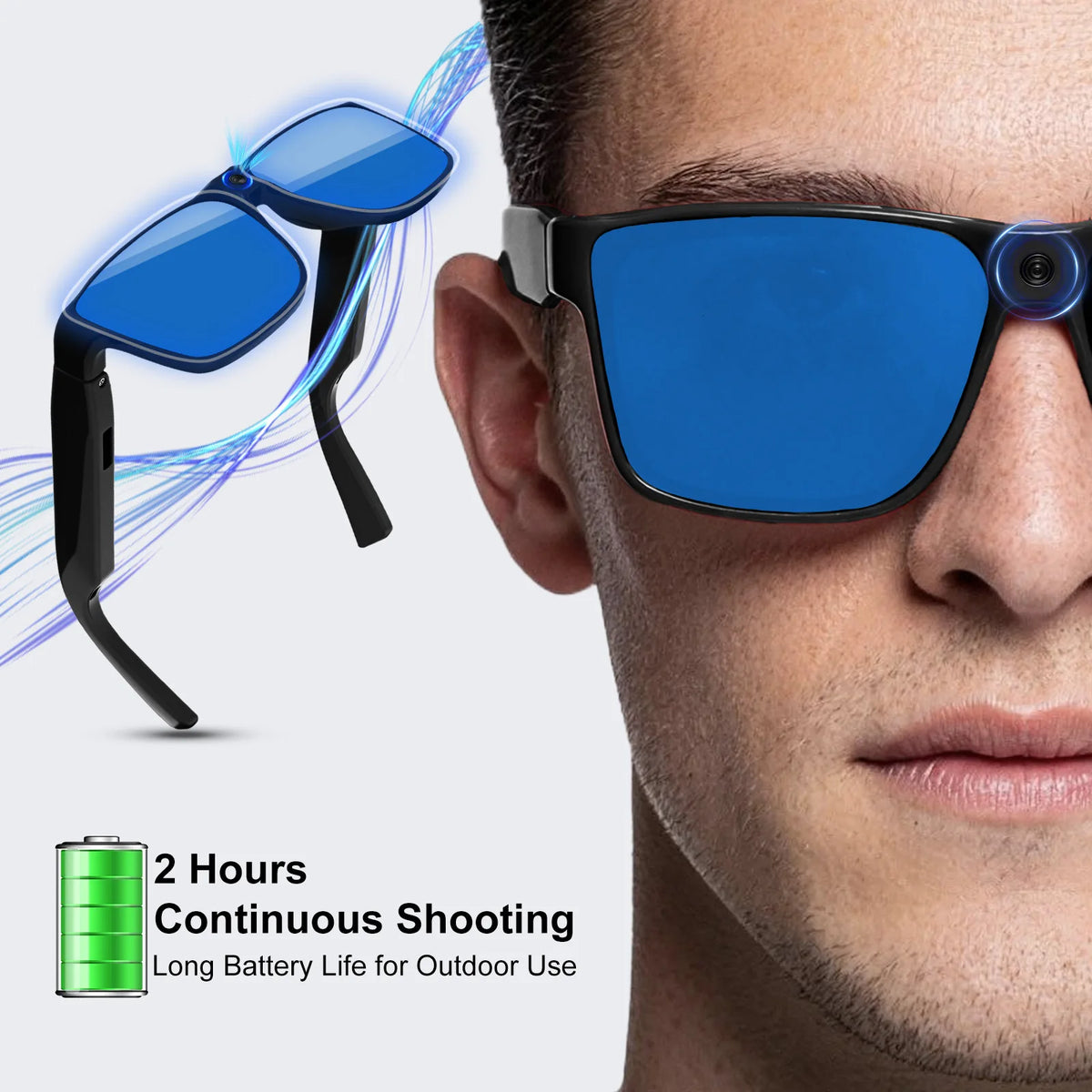 Intelligent AI Sunglasses HD with 800W Pixel Shooting and Camera for Recording Bluetooth Music Calling Outdoor Sports Shooting