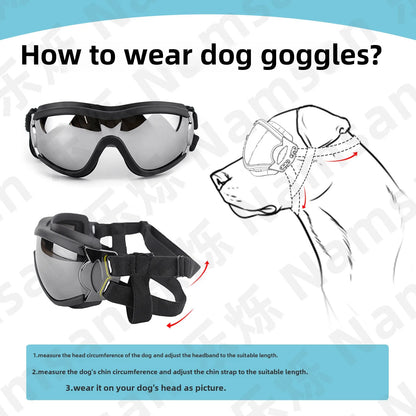 Transparent Color Pet Dog Goggles Waterproof Windproof Sunscreen UV Resistant Large Dog Glasses