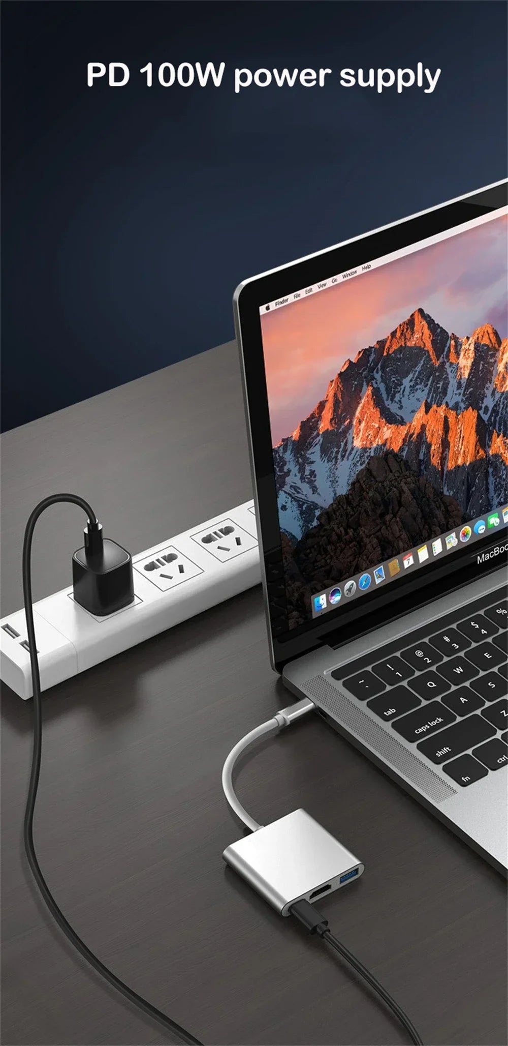USB-C 3-i-1-hubb med HDMI, USB 3.0 och PD