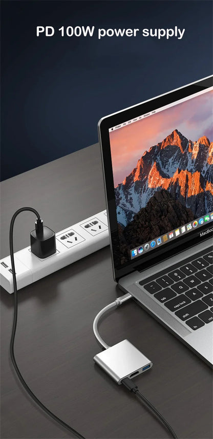 USB-C 3-i-1-hubb med HDMI, USB 3.0 och PD