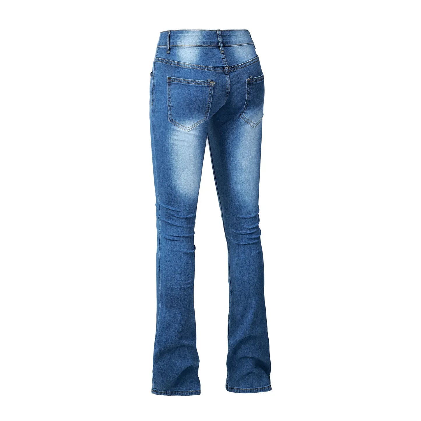 Flare Pants Jeans for Women Vintage Denims Stretch Mid Waist Washed Distressed Pockets Boot Cut 2025 Streetwear Skinny Trousers