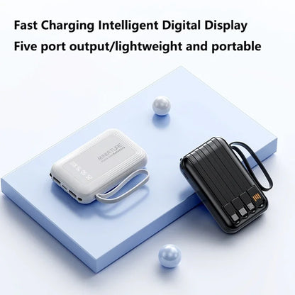 VIVO New 50000mAh Capacity Power Bank Fast Charging Mini 4 Cables Portable External Battery Type C For iPhone Samsung Android