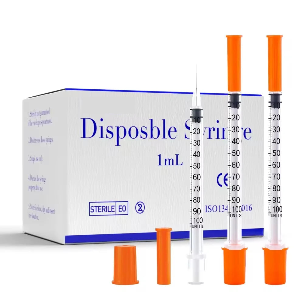 100 st 1 ml engångssprutor med 30G 8 mm / 31G 6 mm nål för husdjur