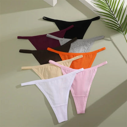 5Pcs Women Cotton Panties Female Thin Belts Underwear Sexy Low Waist G-String Thongs Ladies Soild Panties Breathable Lingerie