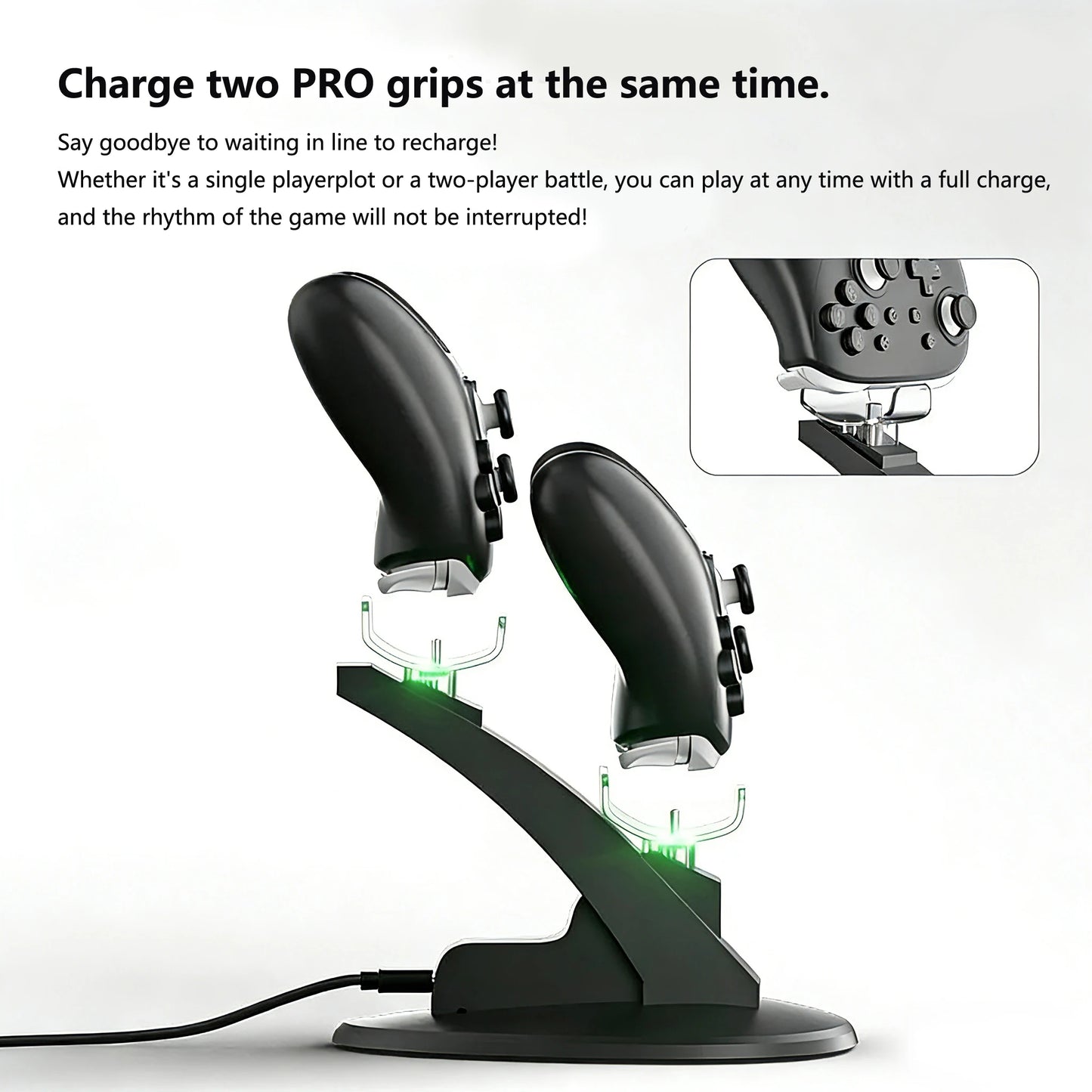 Dual Controller Charger Dock Station for Switch Pro Controller Fast Charging Station for 2 Controllers Charging Dock for Switch