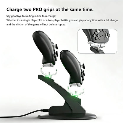 Dual Controller Charger Dock Station for Switch Pro Controller Fast Charging Station for 2 Controllers Charging Dock for Switch