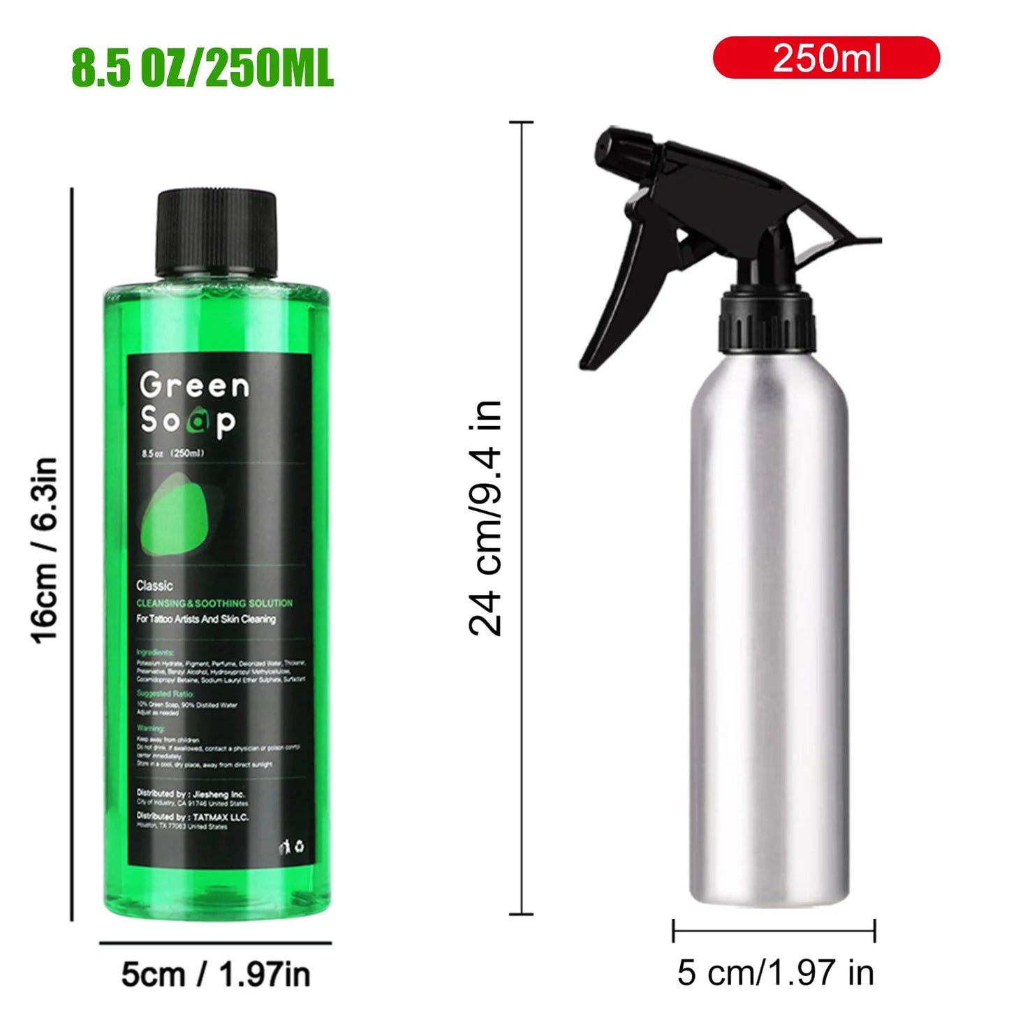 Ultra Concentrated Green Soap Tattoo Foaming Bottle – Tattoo Supplies for Tattoos, Piercings, Skin and Equipment Cleaning