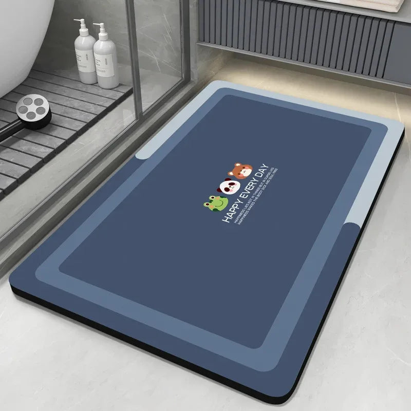 VIKAMA Premium Diatomaceous Earth Bathroom Mat - Absorbent Quick-Dry Anti-Slip Foot Rug for Shower Area Home Decor