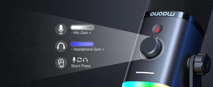 MAONO PD100X Dynamic Microphone. Software Noise Reduction Included. RGB Gaming Mic. Enhances Gaming Experience. Ideal for Record