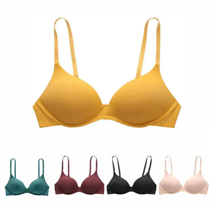 Solid Color Adjustable Push Up Bra Anti-sagging Shockproof Seamless Underwear Lingerie Wireless Deep V Bra Women