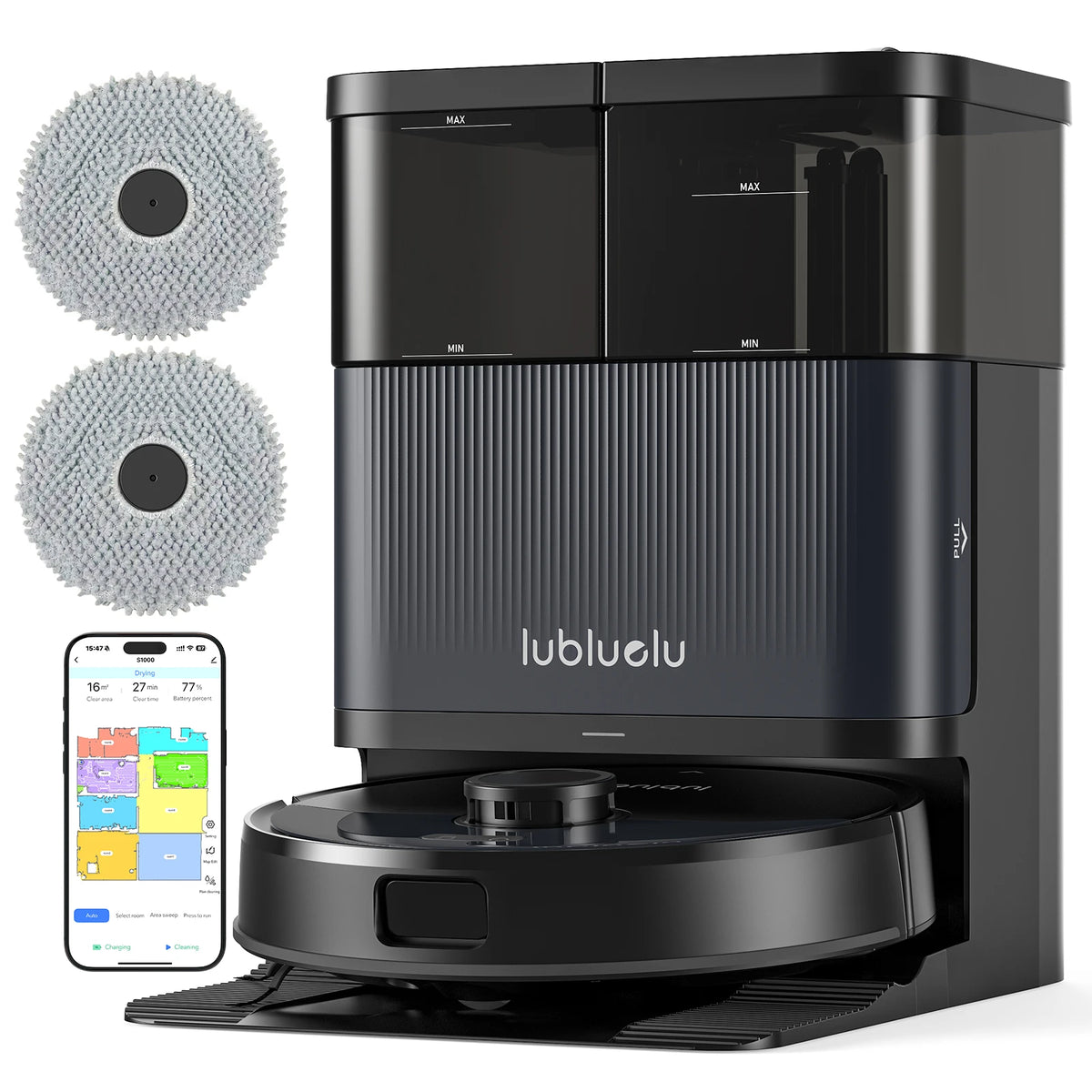 Lubluelu S1000 Robotdammsugare och Mopp med All-in-One-station
