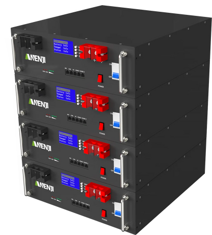 ANENJI LiFePO4 Rackmonterat Batteri 51,2V 100Ah 5kWh – 16S1P, A-grade, BMS 16S100A, RS485/CAN, Parallellkopplingsbar, >6000 Cykler, Hemmasolenergi, EU-lager (Polen)