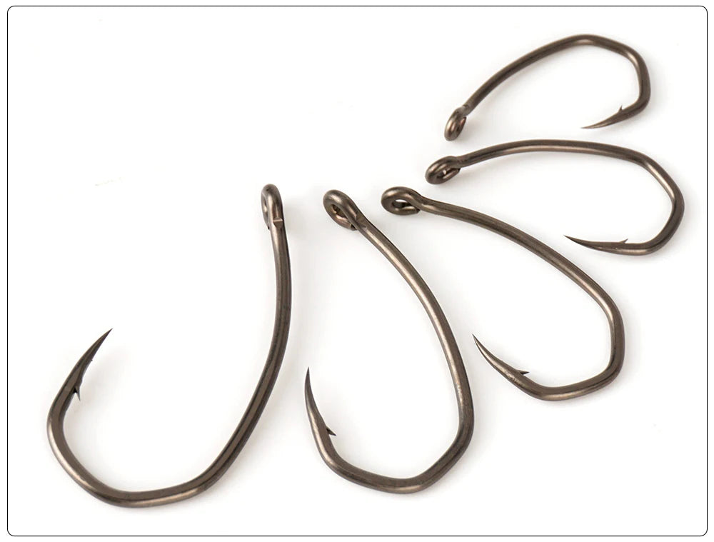Hirisi 8041 50Pcs PTFE Coated Fish Hook High Carbon Stainless Steel Anti-Rust Sharp Point Barbed With Eye for Fishing Accessory