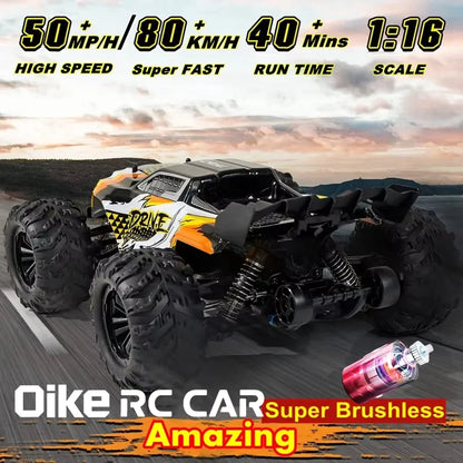 Oike RC Drift Car With LED Light 50KM/H / 80KM/H Brushless 4WD Remote Control Electric High Speed Racing Monster Truck for Adult