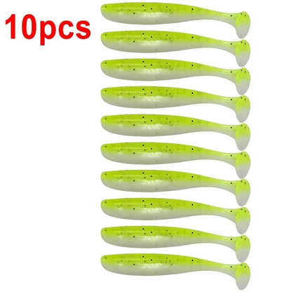 10pcs/Lot Fishing Lure T Tail Worm Soft Bait Jigging Wobblers Tackle Bass Pike Artificial Silicone Swimbait 55mm 70/90mm 120mm