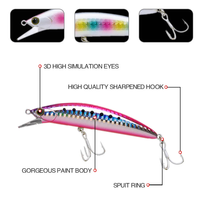 Sunken Minnow Swinger Bait 90mm 28g Hot Type Fishing Kit Bait Fishing Gear Hard Bait 3D Eye Long Cast Crank Bait Fishing