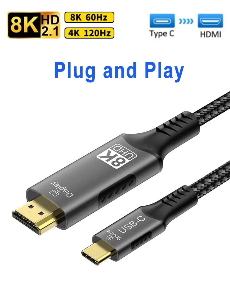 USB-C till HDMI-kabel 4K/8K med DP Alt Mode – 1–3 m