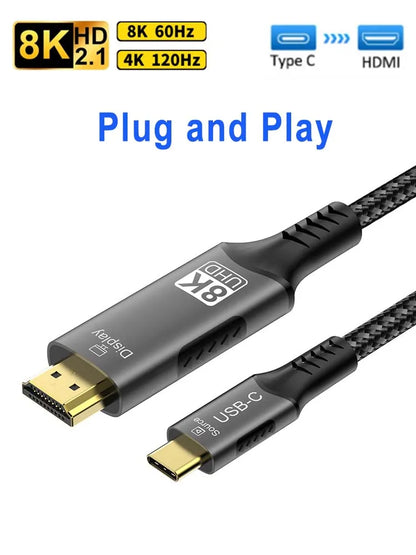 USB-C till HDMI-kabel 4K/8K med DP Alt Mode – 1–3 m
