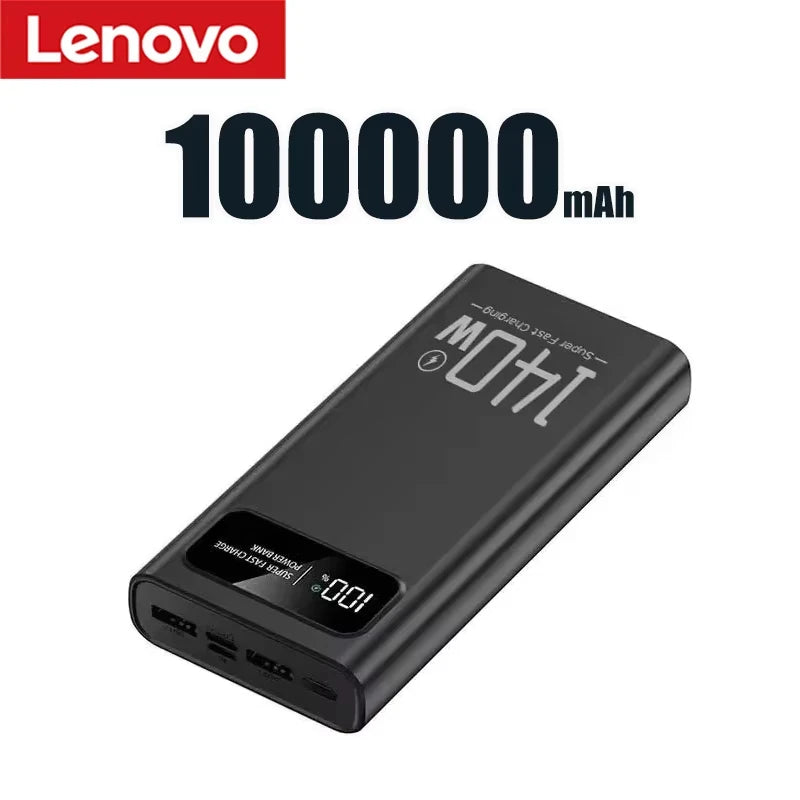 Lenovo 140W Power Bank 200000mAh Large Capacity Super Fast Charging Digital Display For iPhone Samsung Emergency Power Battery