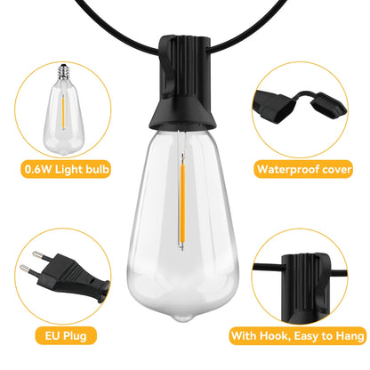 Arbrac ST38 LED-ljusslinga Utomhus IP44 – Varmvit 2200K Krossäker Fjärrkontroll Dimmer 15/18/20/30m Trädgård Bröllop Jul CE RoHS