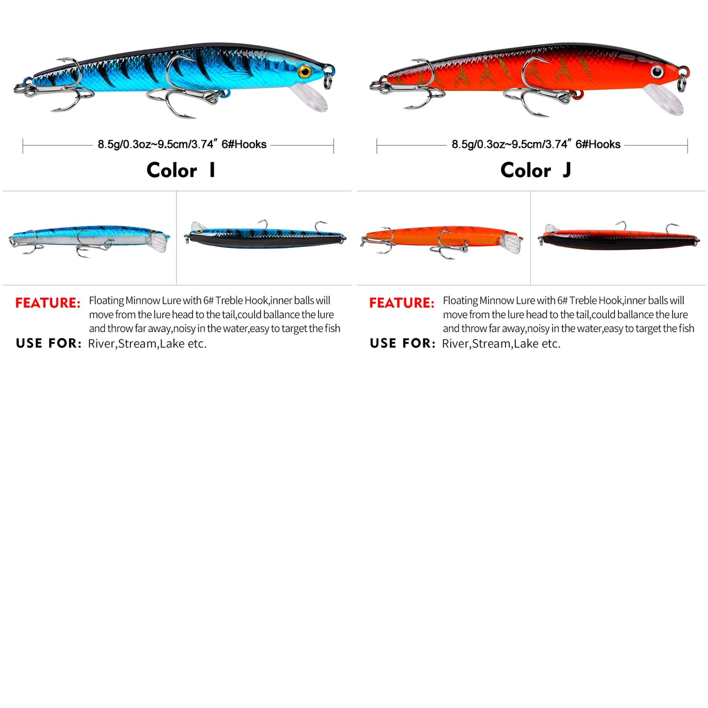 20PCS Suspending Jerkbait Minnow Lures – Slow Sinking Hard Bait with Treble Hooks for Bass Musky Zander Freshwater Saltwater