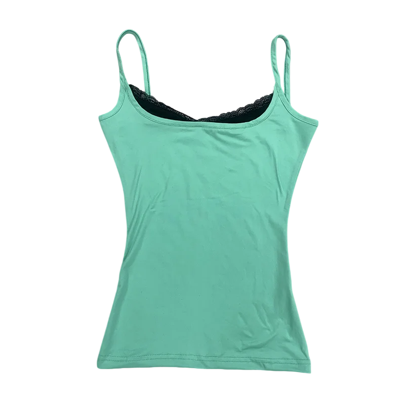 Dam Y2K Spets Camisole – Cinched Waist Ärmlös Sexig Sommar Festival, Grön S–L