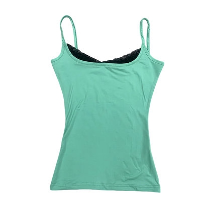 Dam Y2K Spets Camisole – Cinched Waist Ärmlös Sexig Sommar Festival, Grön S–L