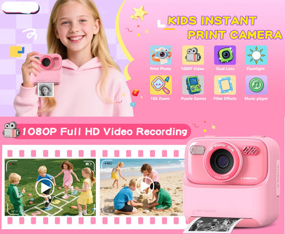 Children Digital Camera Photography Instant Camera 1080P HD Dual Lens Kids Video Recorder Toys for Girls Boys Best Birthday Gift