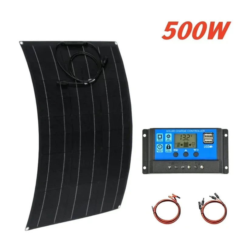 Semi-Flexibel ETFE Solpanel 500W–2000W – Lättviktig 18V/36V för Husbil Båt Camping Tak, 1–4 Paneler