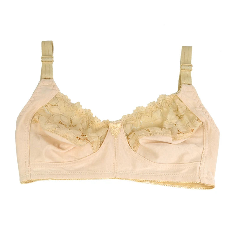 Sexy Lace Bra For Women Wire Free Bras Cotton Comfortable Underwear Soft Lingerie Push Up Big Size  46DC