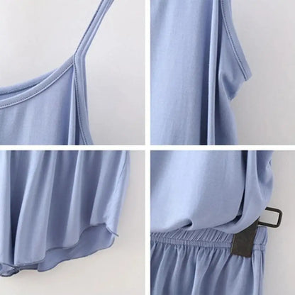 SANWOOD pyjamasset dam med ärmlöst linne och shorts – M–3XL