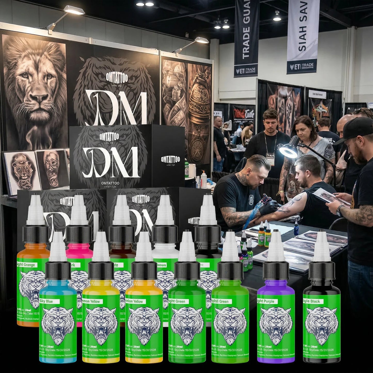 DM Tattoo Ink 15 Color 1OZ/Bottle Natural Plant Extract Pigment Body Painting Long Lasting No Color Loss Professional Tattoo Ink