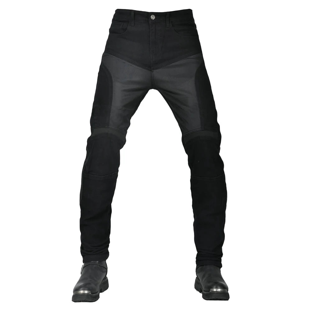 Motorcykelbyxor för män Sommar Mesh Svart Retro Slim Fit