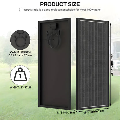 Rvpozwer 400W/200W/100W N-Type 18BB Solar Panel 25% High Efficiency Mono Solar Module Portable Waterproof Ideal for RV Marine Yacht Caravan Camping Off Grid Power Supply