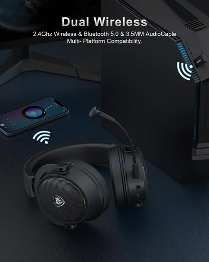 NUBWO G07 Wireless Gaming Headsets for PC, PS4, PS5 2.4GHz Ultra-Low Latency HIFI Stereo Noise Cancelling MIC Gaming Headphones