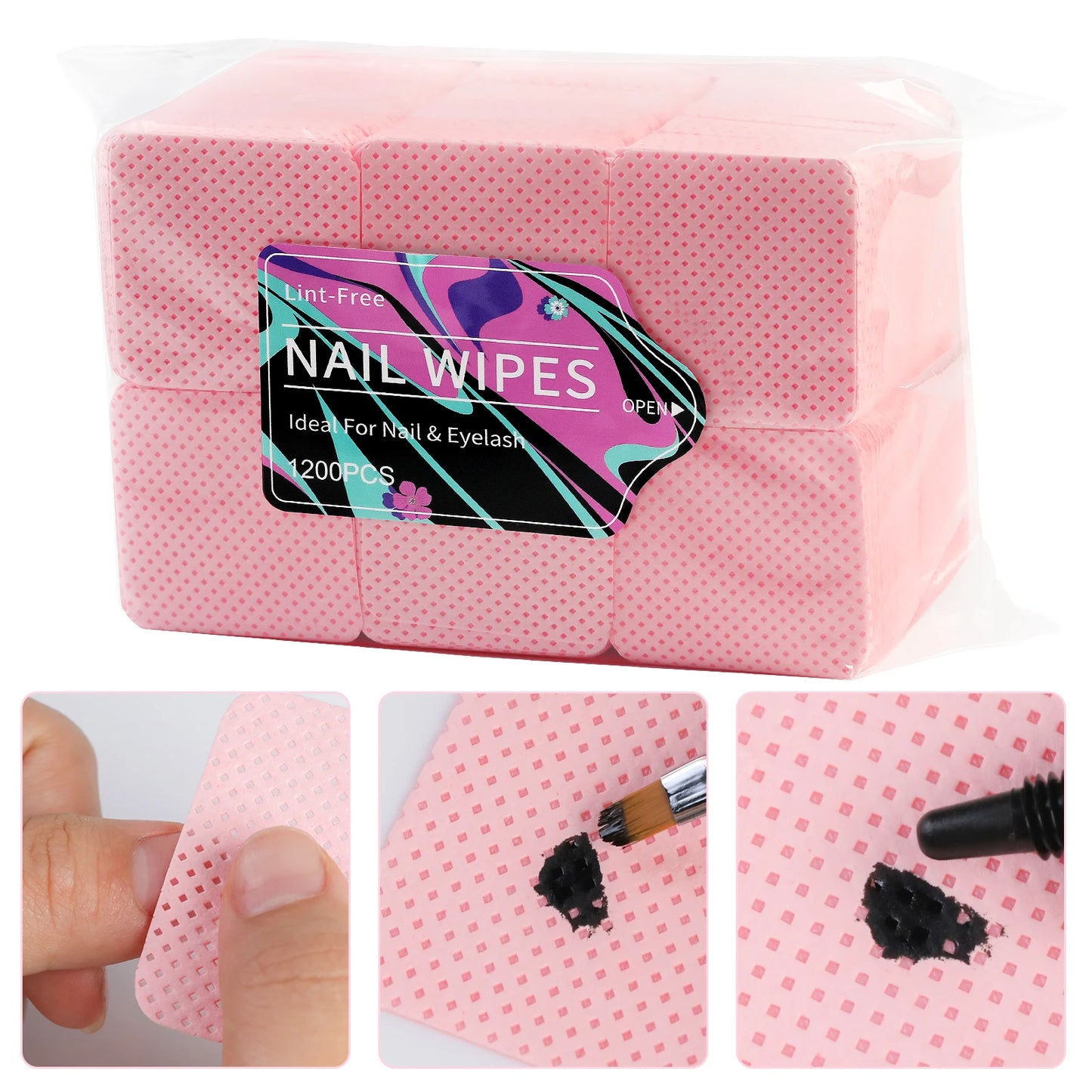 1200pcs Nail Polish Remover Wipes Nail Cleaning Pads Non Woven Nail Pads for Women Girl Beauty Salon Nail Art Tool