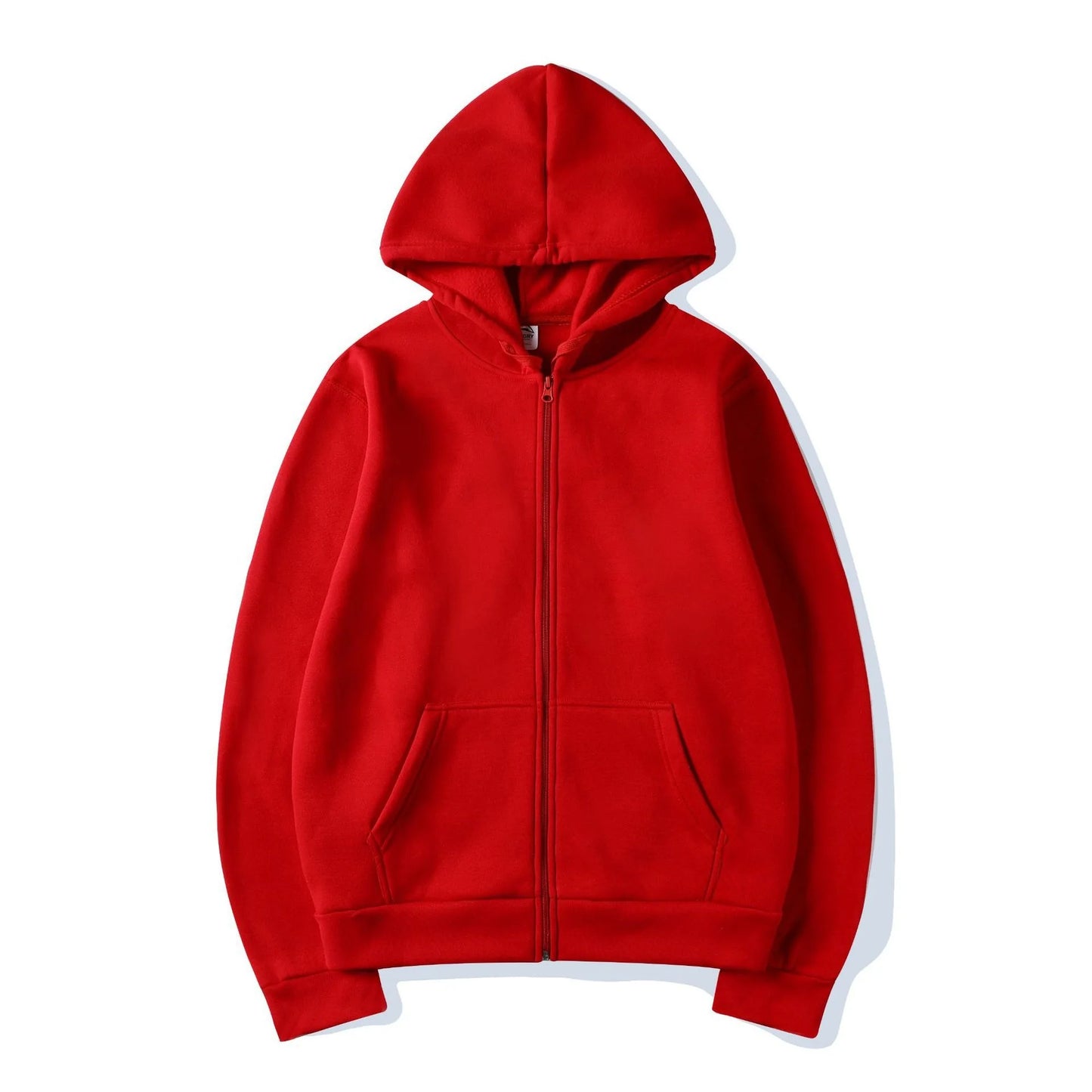 2025New Trendy Sweatshirt Coat Front Pockets Warm Zipper Lamb Wool Jacket Men and Woman Autumn Winter Pure Color Cardigan Hoodie