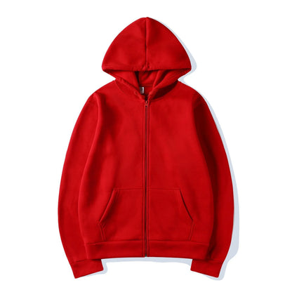 2025New Trendy Sweatshirt Coat Front Pockets Warm Zipper Lamb Wool Jacket Men and Woman Autumn Winter Pure Color Cardigan Hoodie
