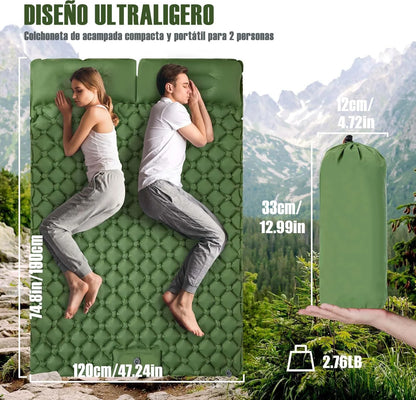 Uppblåsbar Campingmadrass T2312 – Extra Bred, Inbyggd Pump, TPU-Nylon, 8 Färger