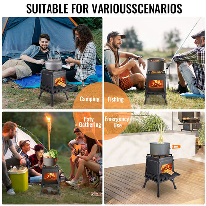 Vikbar Vedeldad Campingkamin – Kolstål Utomhus Vedspis BBQ Camping Vandring Picknick med Bärväska