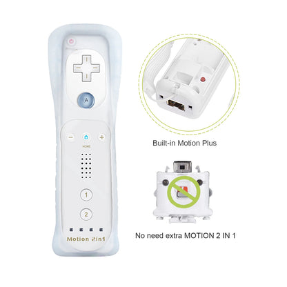 Nintendo Wii Trådlös Handkontroll 2-i-1 – Med/Utan MotionPlus, Silikonskål, Bluetooth, Wii/Wii U/Wii Mini