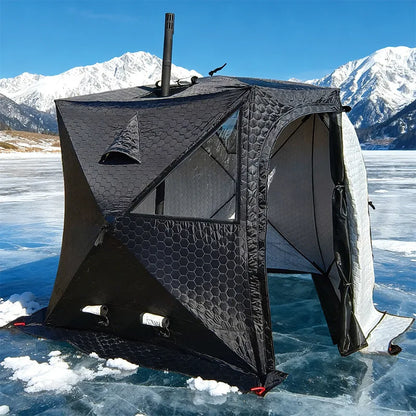 Steam sauna tent winter fishing  outdoor warm snow fishing house winter chimney mouth ice fishing tent