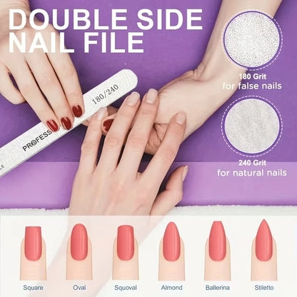 10-100PCS Wooden Nail File Professional Sanding Buffer Files 100/180/240 Double Side For Nail Art Pedicure UV Gel Tips Tools