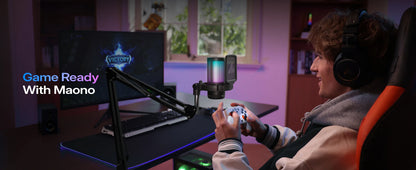 MAONO DGM20S Gaming USB Microphone Condenser Mic with RGB Light Noise Cancellation Boom Arm for Streaming Podcast YouTube Tiktok