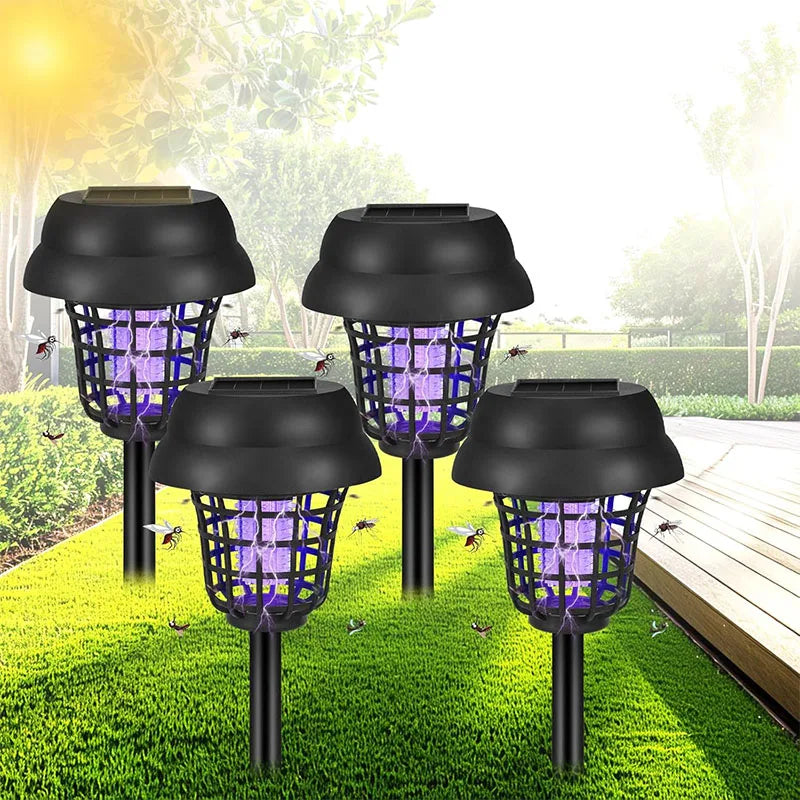 Solar and Electric Shock Mosquito Repellent Lamp Waterproof Bug Zapper 2Mode LED Light for Outdoor Garden Lawn Camping Villa Use