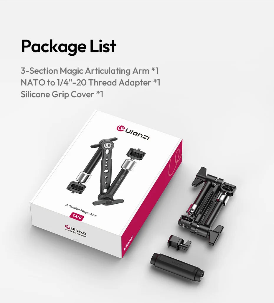 Ulanzi TA10 43cm Magic Articulating Arm with 1/4" 3/8" Screw Hole Mount NATO 3 Section for DSLR Monitor Light Camera Accessories