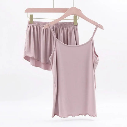 SANWOOD pyjamasset dam med ärmlöst linne och shorts – M–3XL