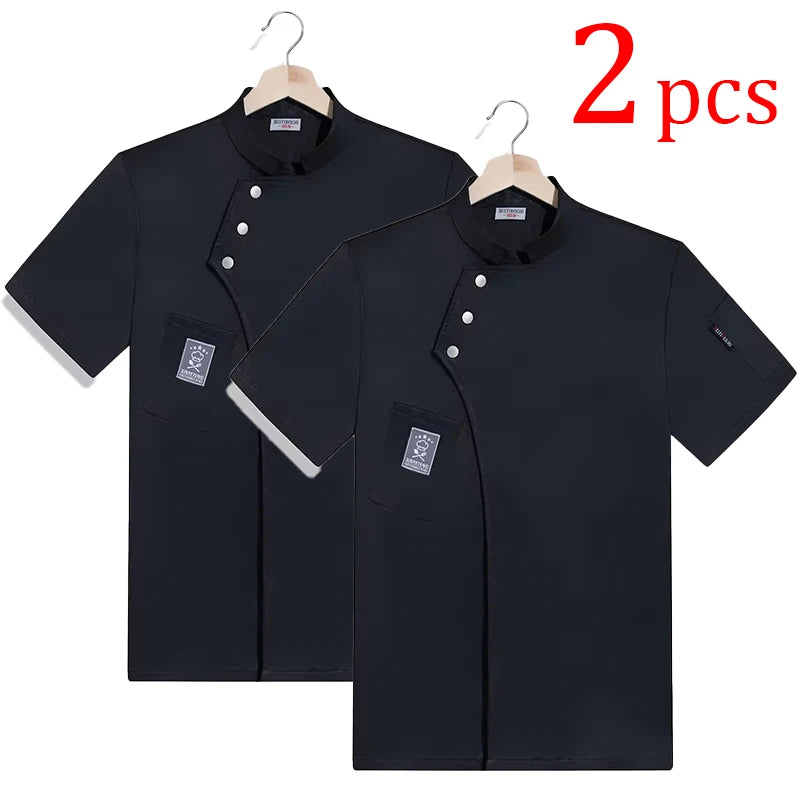 Catering Cooking White Shirt Restaurant Kitchen Chef T-shirt Baker Work Uniform Waiter Hotel Clothes Cook Jacket Cafe Overalls